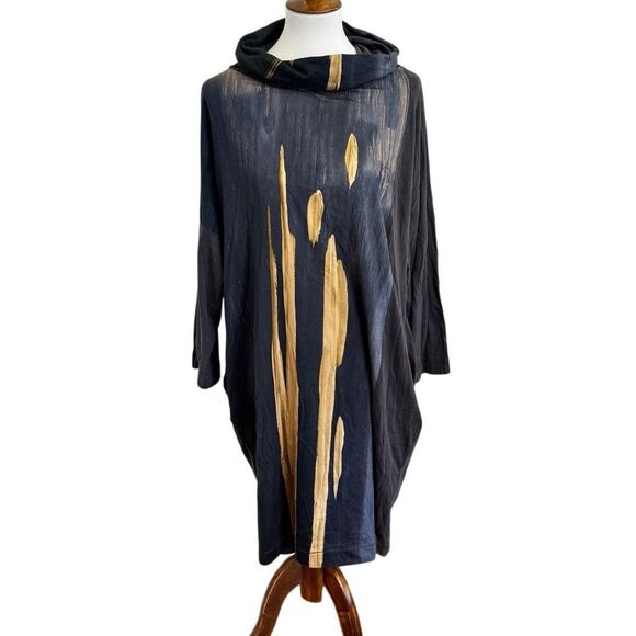 Ozai N Ku Two Tone Brush Stroke Dress Dawn Gray Size Large - Picture 1 of 6